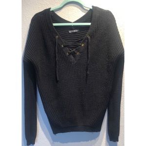 Cotton On black tie front sweater